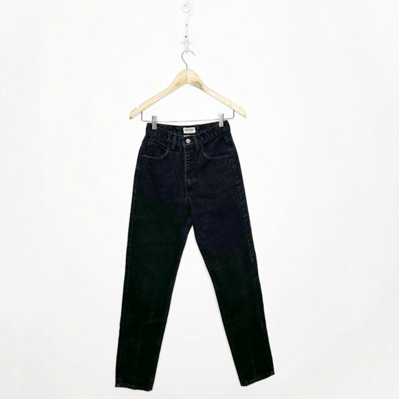 Vintage 80's Guess Faded Black Jeans Tapered Leg Guess Mom cotton womens 27 - Picture 1 of 7
